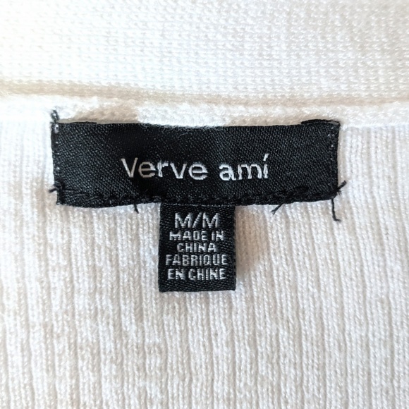 Verve Ami white v-neck flared waist sweater - Picture 3 of 4